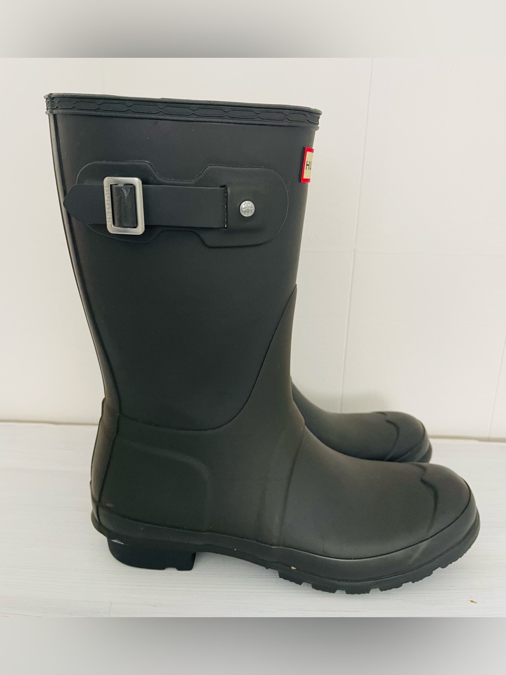 HUNTER Original Short Boots Matte Black Size 8 - Picture 5 of 10